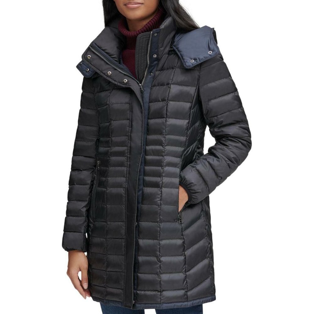 Marc New York by Andrew Marc Marble Quilted Down Jacket Removable Hood SZ XS NWT